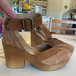 Free People Brown Platform Mules